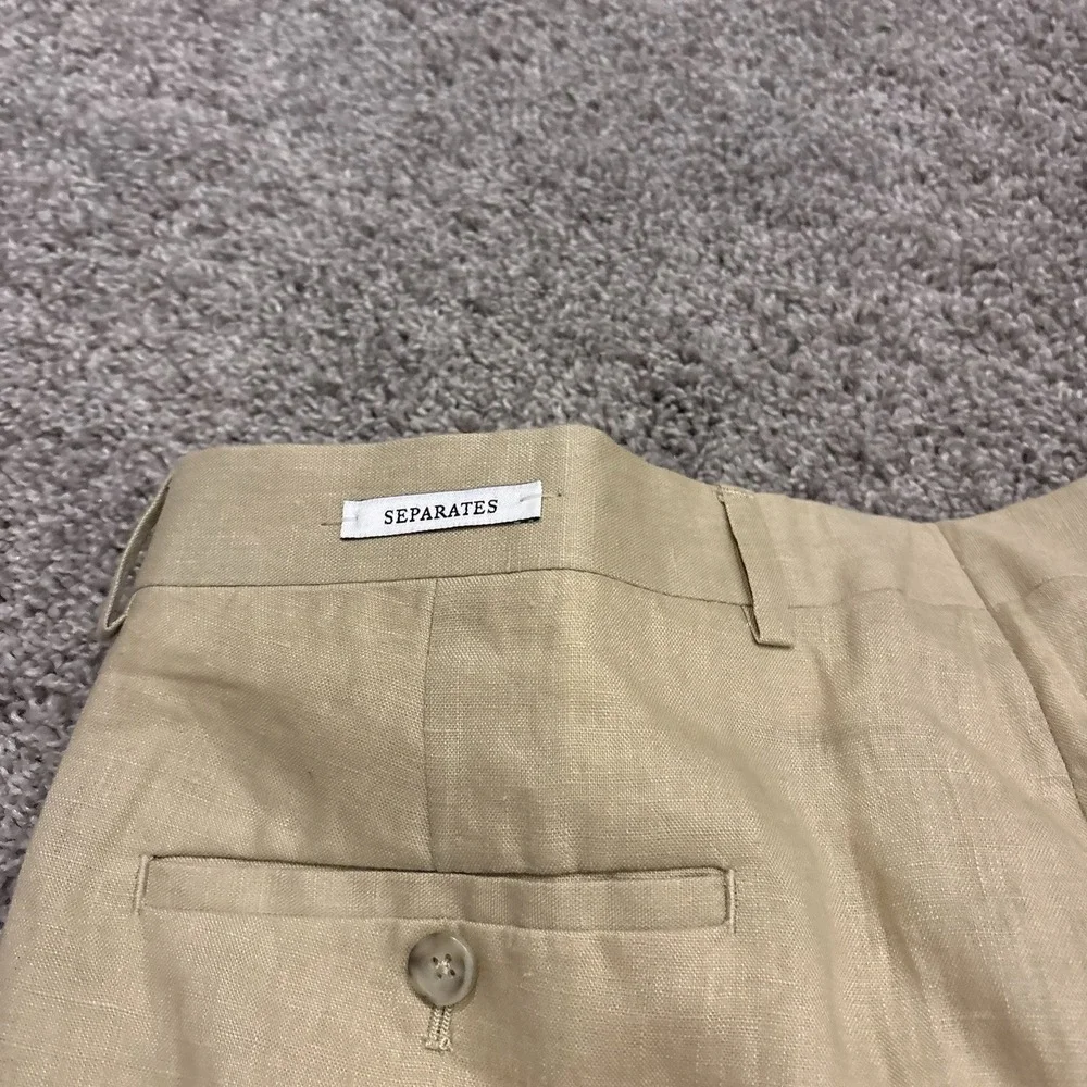 Pronto Uomo Platinum Pants Beige Flat Front 100% Linen 38 NEW UNCUT / UNHEMMED!